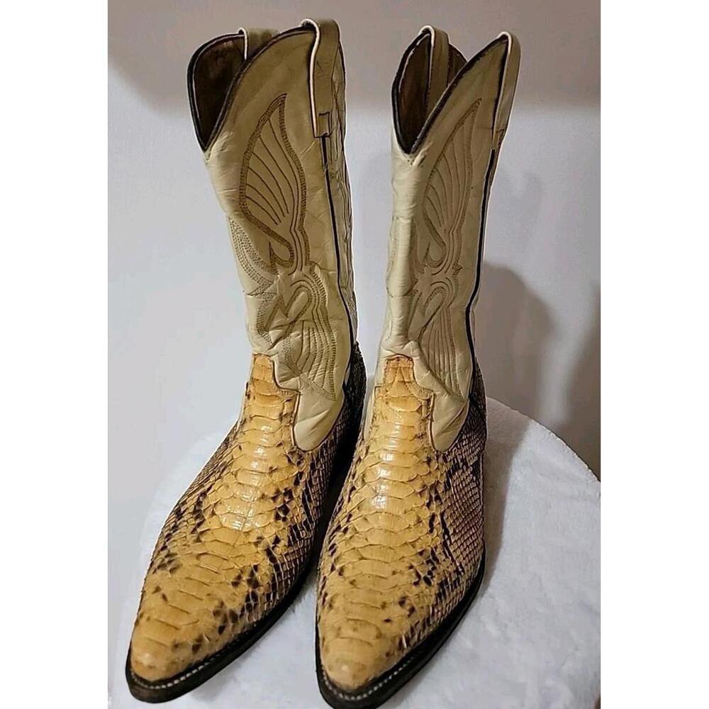 Exotic Python Vintage Mens Leather Embroidered Co… - image 1